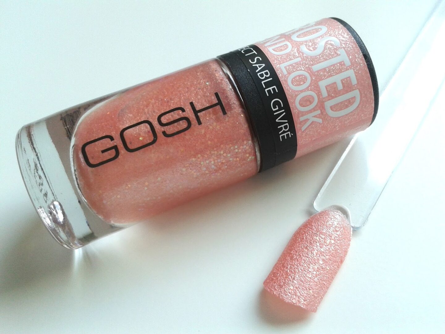 GOSH Frosted Sand Nail Lacquers Soft Coral Review Swatch