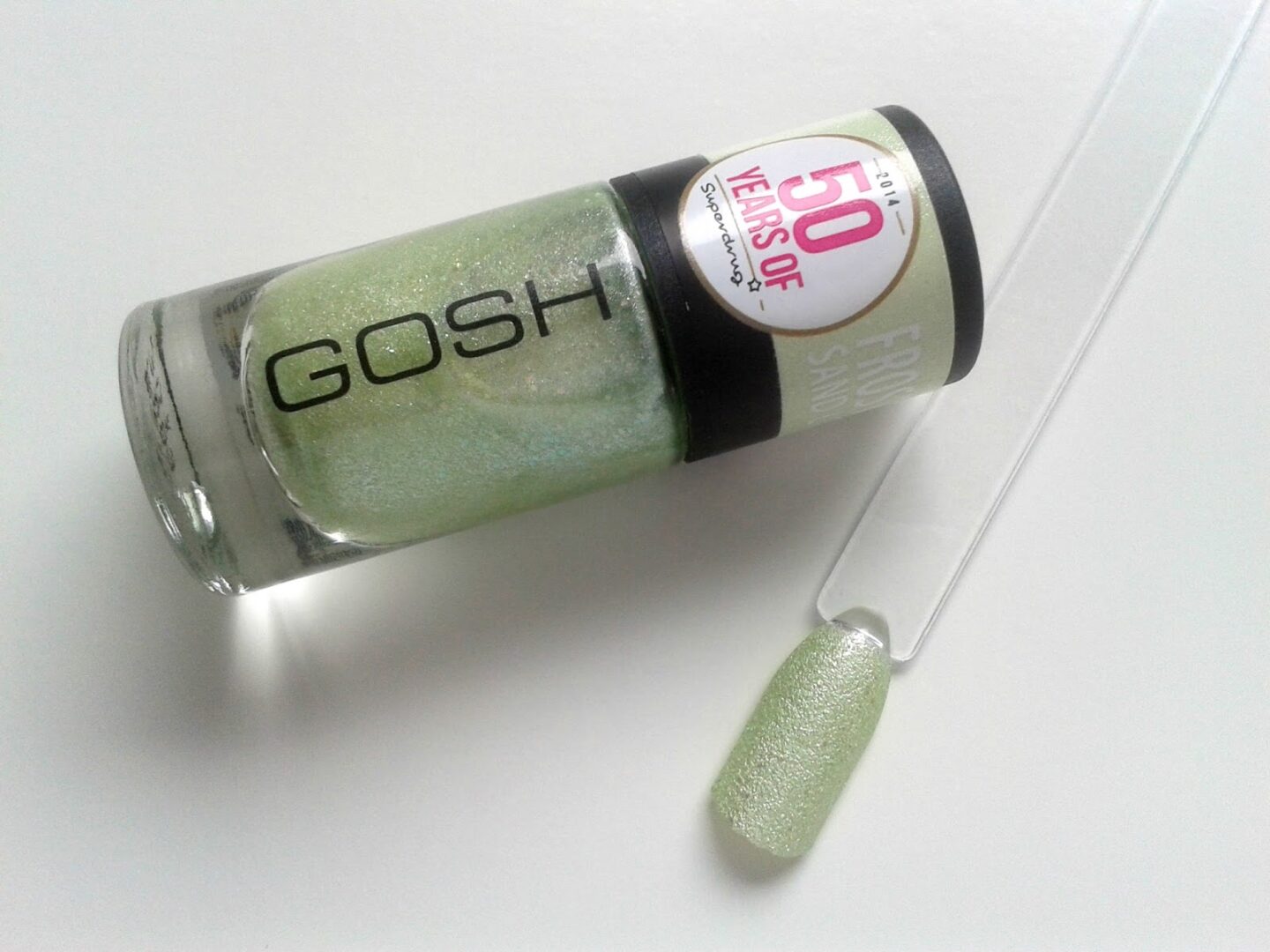 GOSH Frosted Nail Lacquer in Pastel Green Review Swatch Superdrug 50th Birthday