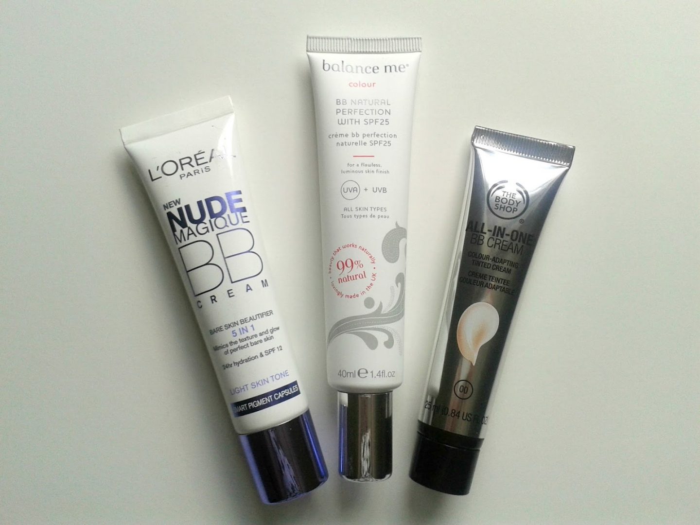 BB Cream Beauty Review L'Oreal Nude Magique BB Cream Balance Me BB Natural Perfection SPF 25 The Body Shop All In One BB Cream