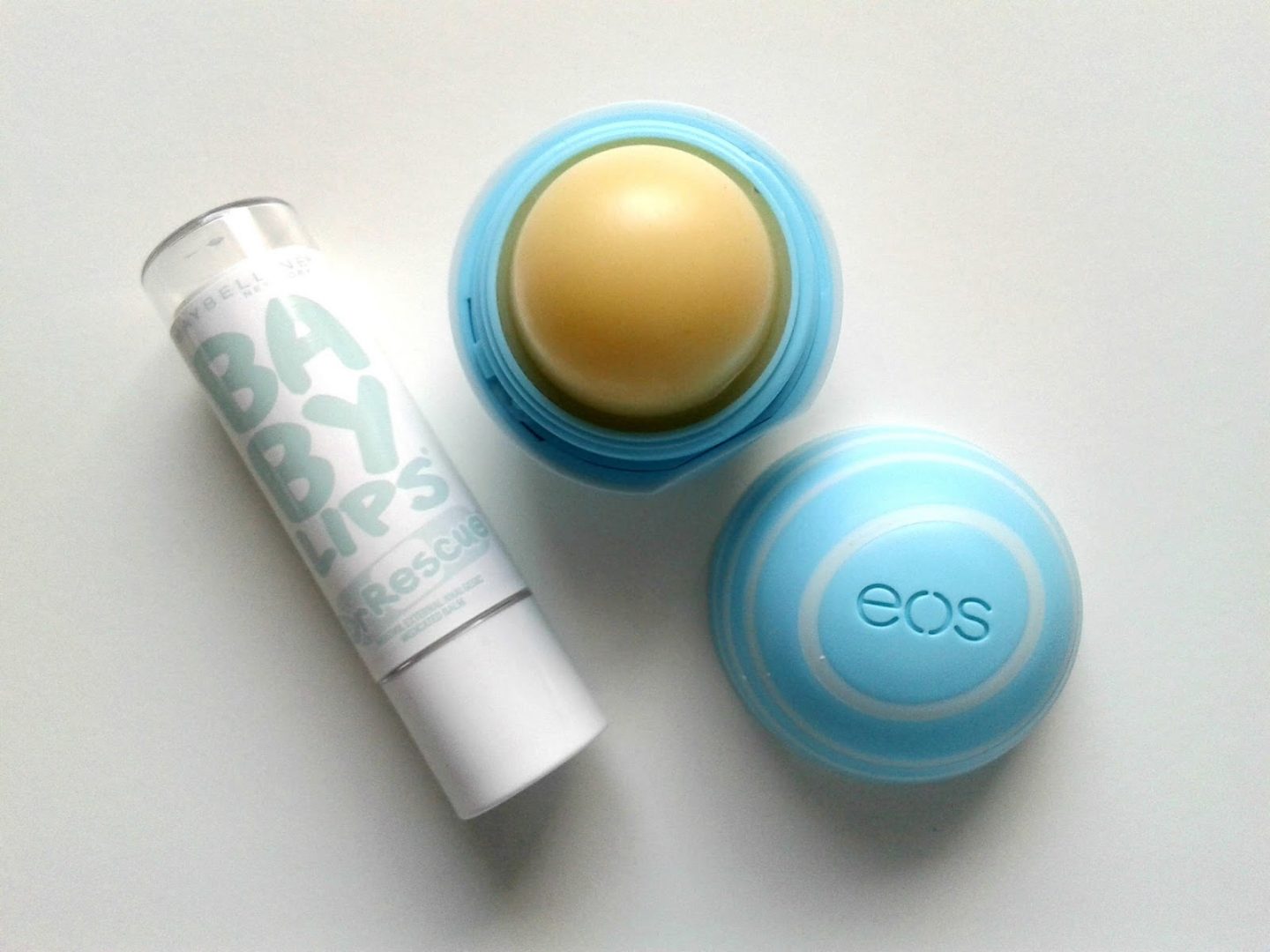 Dry Skin Maybelline Baby Lips Dr Rescue Medicated Lip Balm in Too Cool eos Vanilla Mint Lip Balm