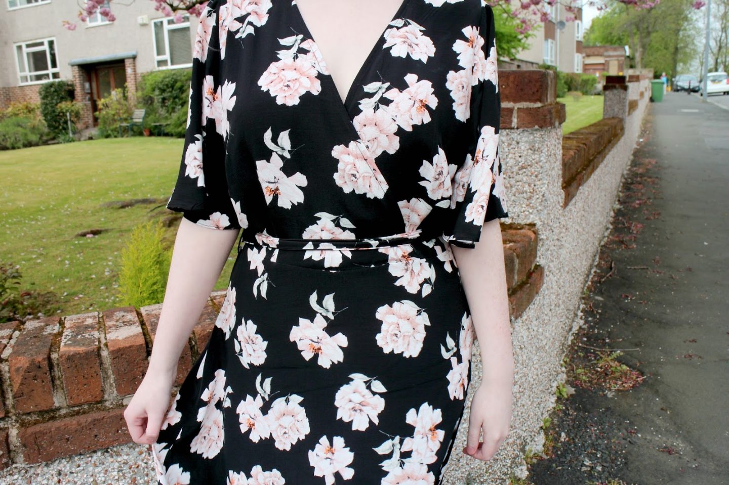 Floral Print Wrap Midi Dress