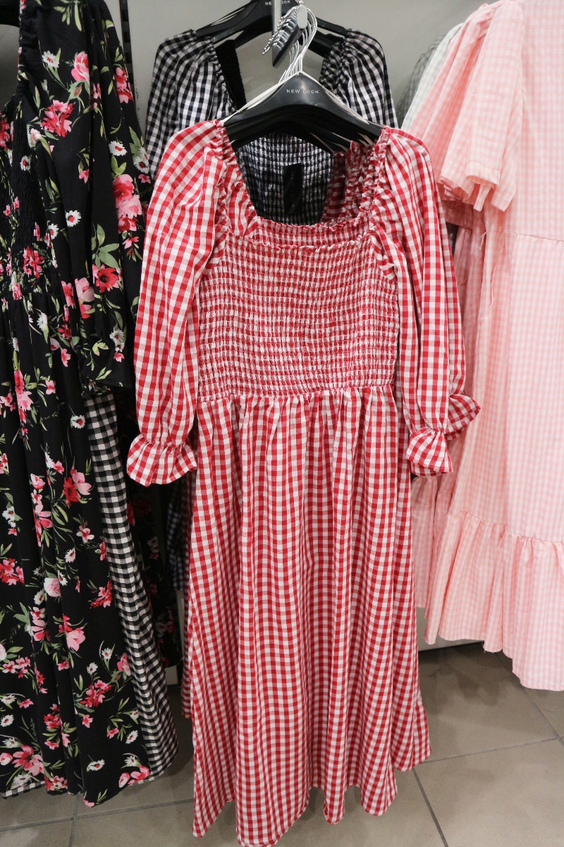new look shirred gingham dress