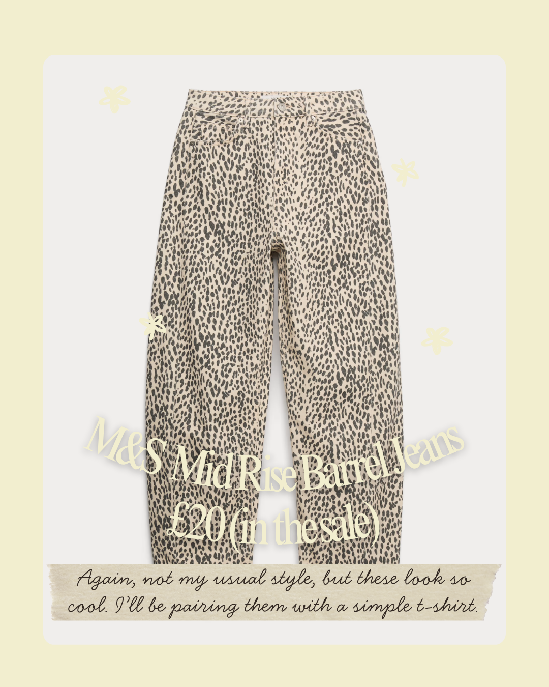 marks and spencer barrel leg jeans animal print