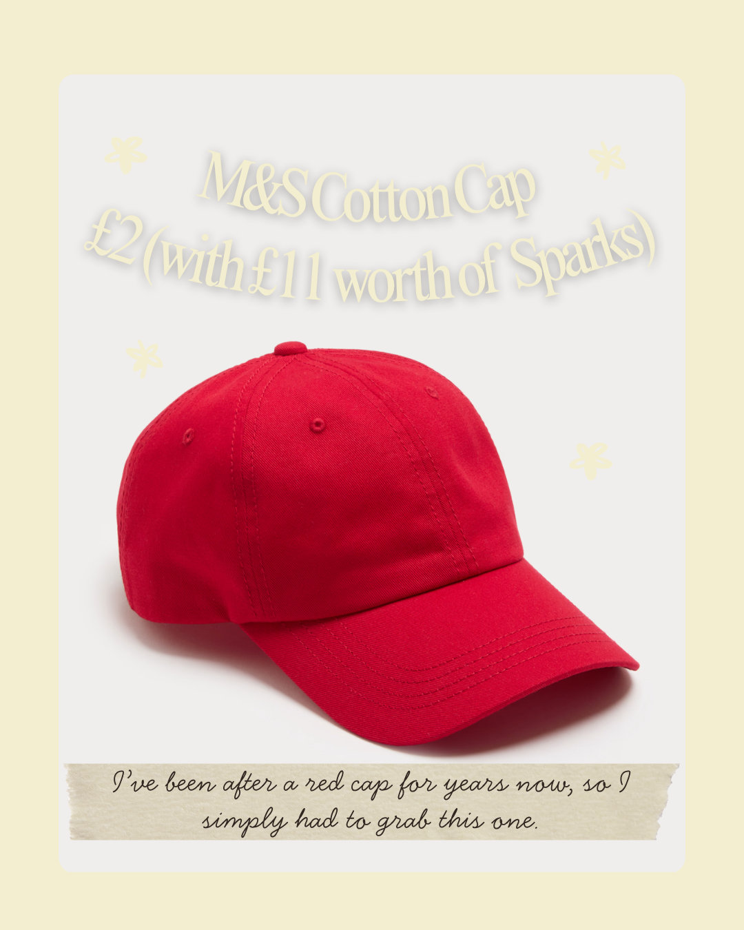 red baseball cap